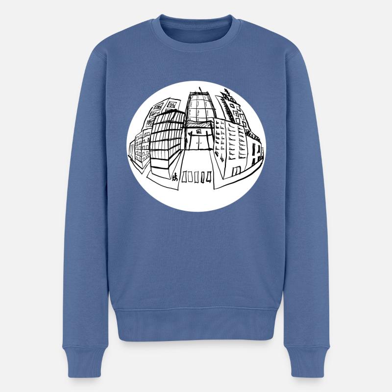 Ville perspective - Pull Premium bio Homme - bleu pigeon