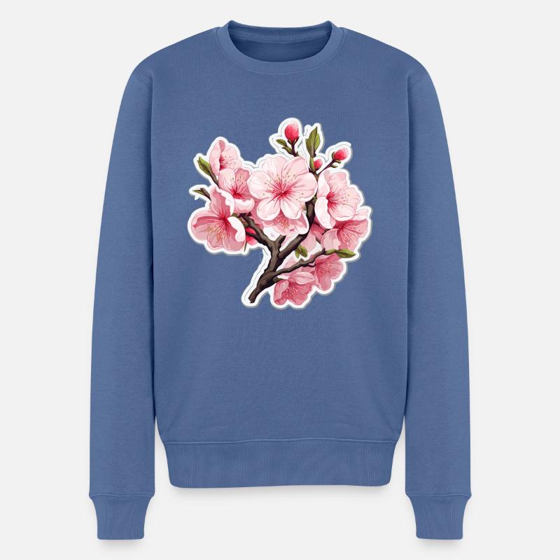 Fleur de cerisier - Pull Premium bio Homme - bleu pigeon