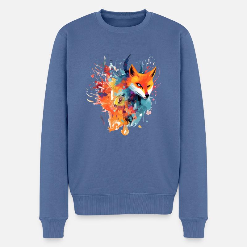 Jou le renard phénix - Pull Premium bio Homme - bleu pigeon