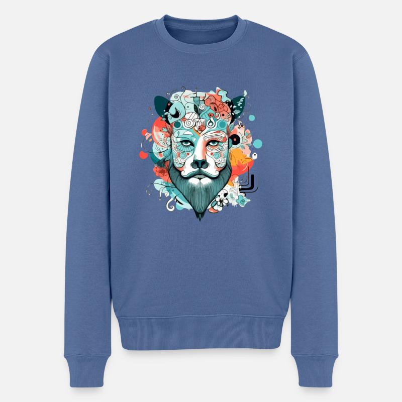Kizo le roi lion - Pull Premium bio Homme - bleu pigeon