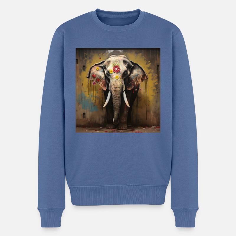 Un éléphant sacré - Pull Premium bio Homme - bleu pigeon
