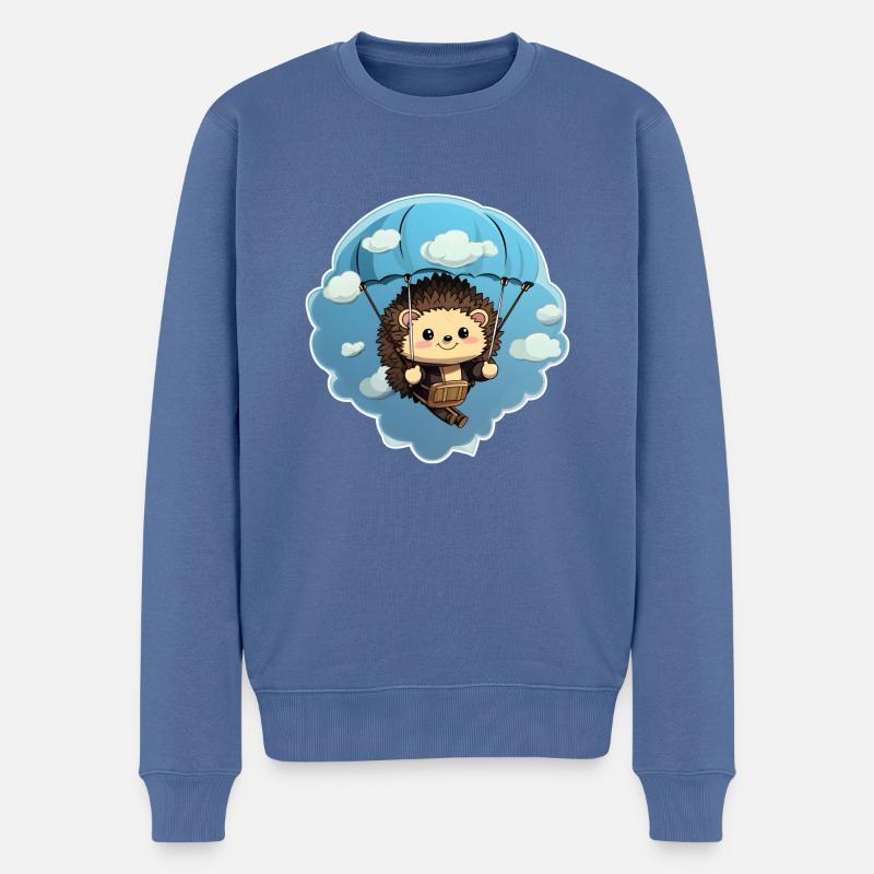 Igel Fallsschirmsprung - Männer Premium Bio Pullover - Taubenblau