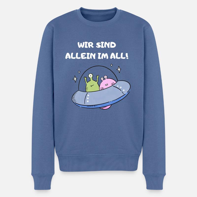Aliens im Ufo - Männer Premium Bio Pullover - Taubenblau