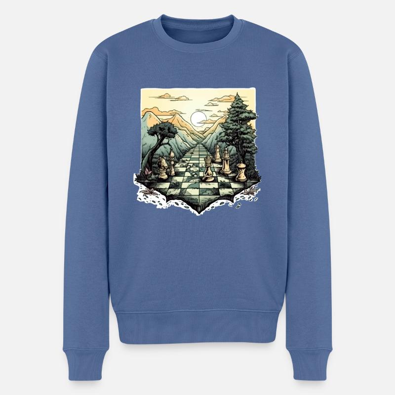 Der Weg zum Schach - Männer Premium Bio Pullover - Taubenblau