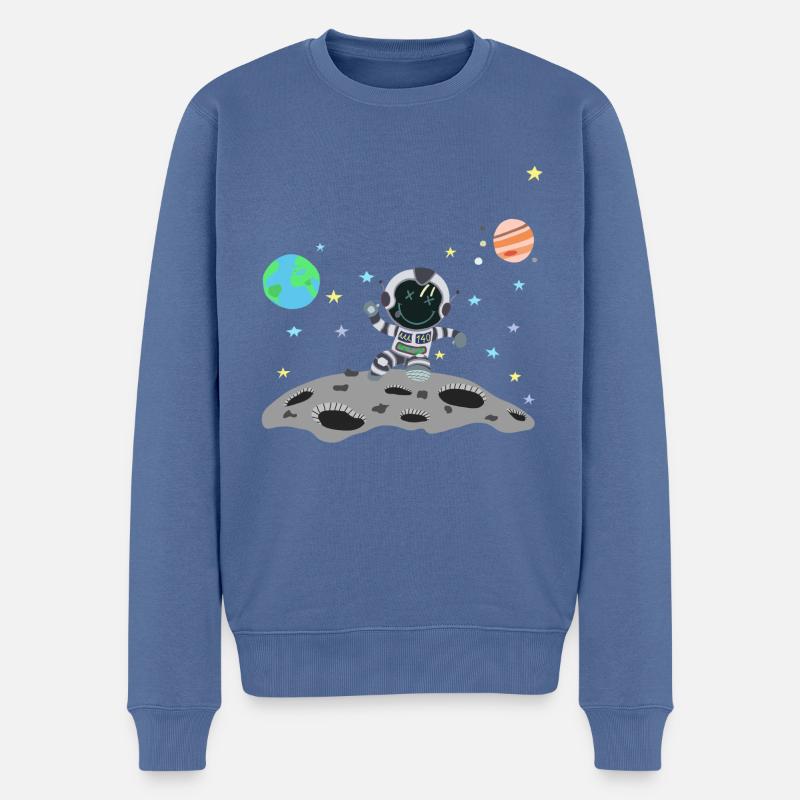 astronaute gris - Pull Premium bio Homme - bleu pigeon
