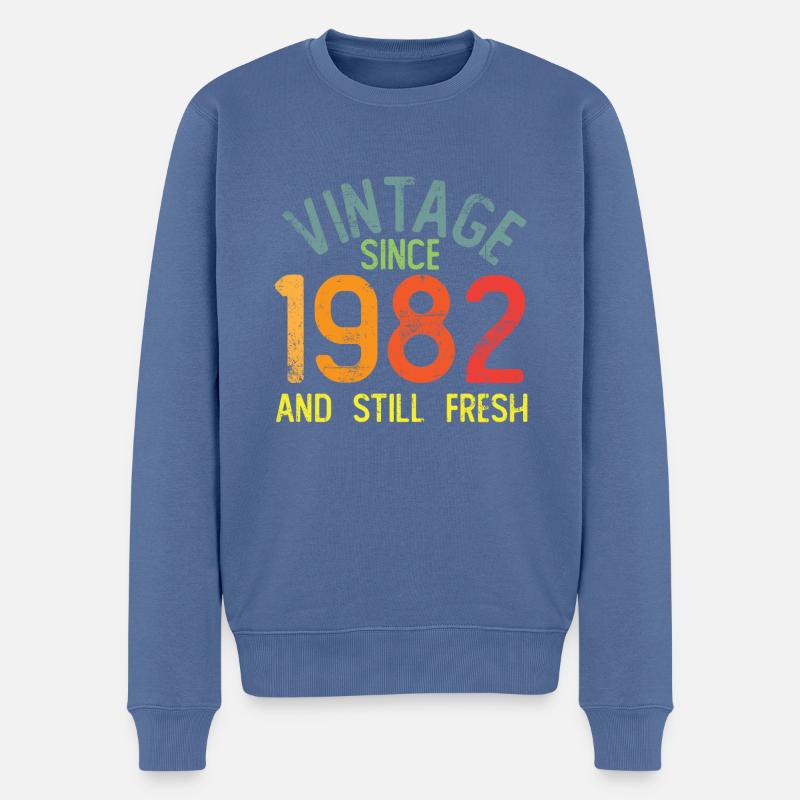 Millésime 1982 - Pull Premium bio Homme - bleu pigeon