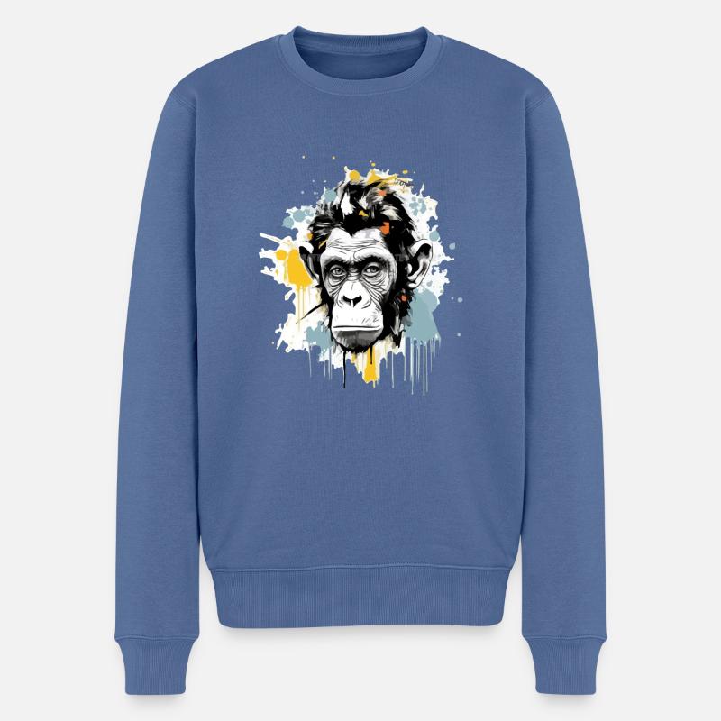 Kito le chimpanzé - Pull Premium bio Homme - bleu pigeon