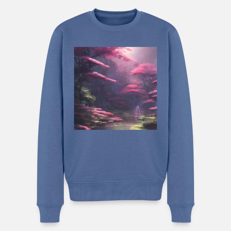 Cherry Blossom - Männer Premium Bio Pullover - Taubenblau