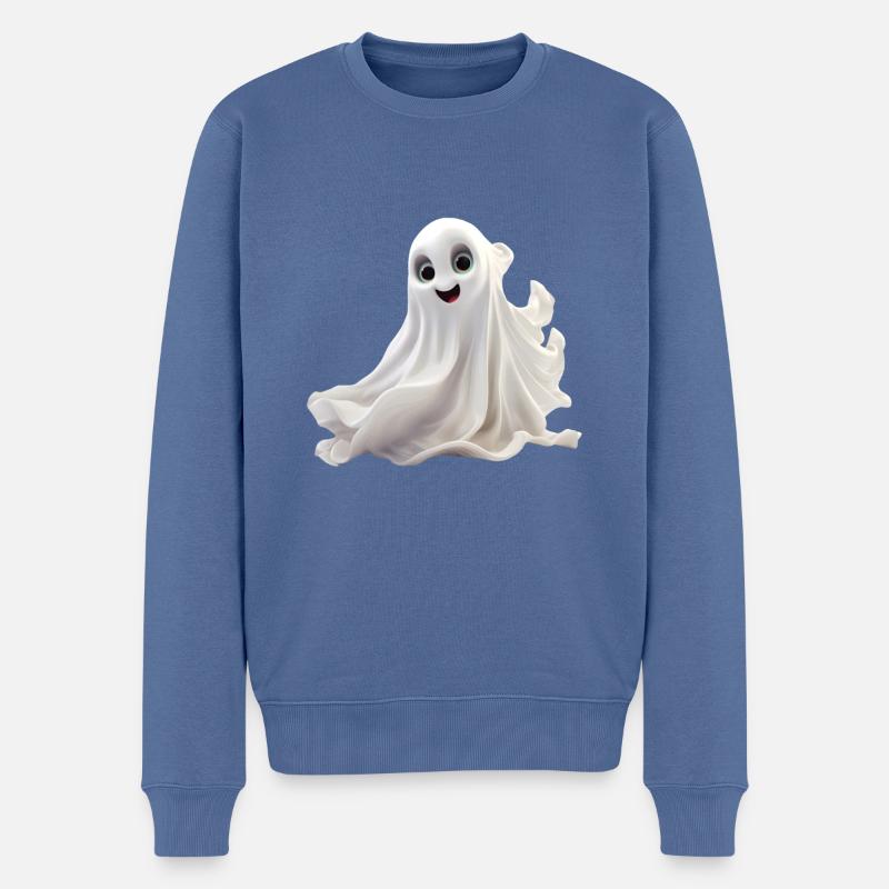 Ghost - Ein kleiner niedlicher Geist - Männer Premium Bio Pullover - Taubenblau