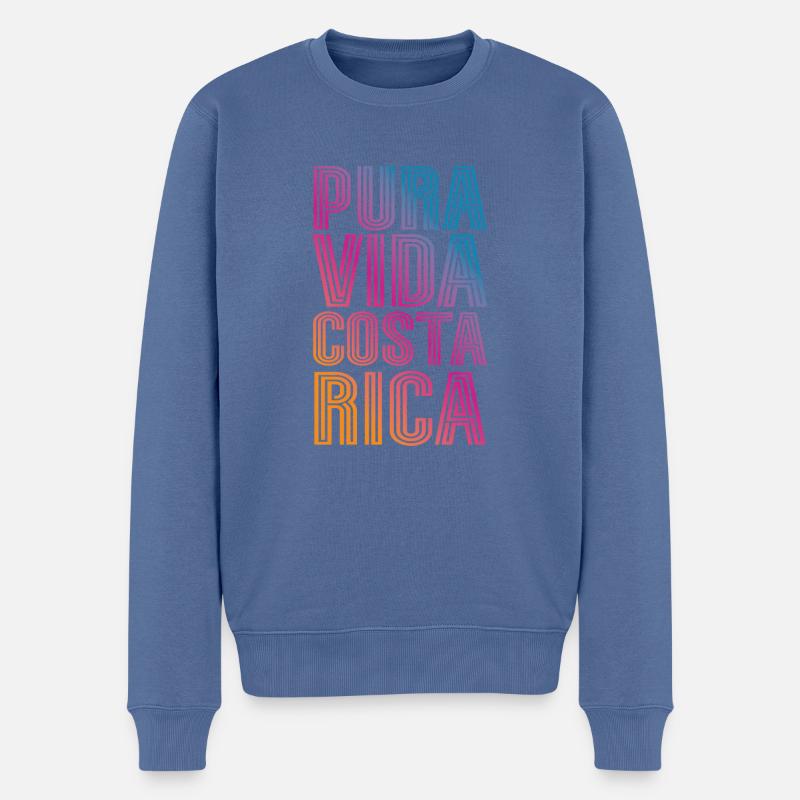 Costa Rica Pura Vida - Männer Premium Bio Pullover - Taubenblau