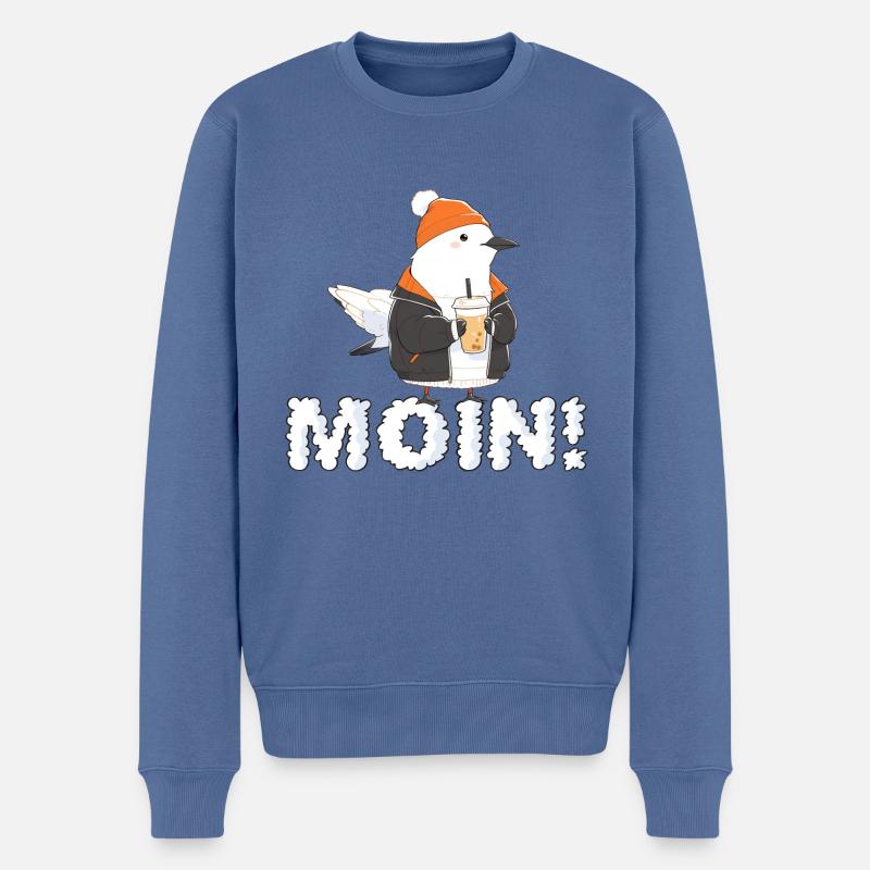 Moin Moin Möwe! - Männer Premium Bio Pullover - Taubenblau