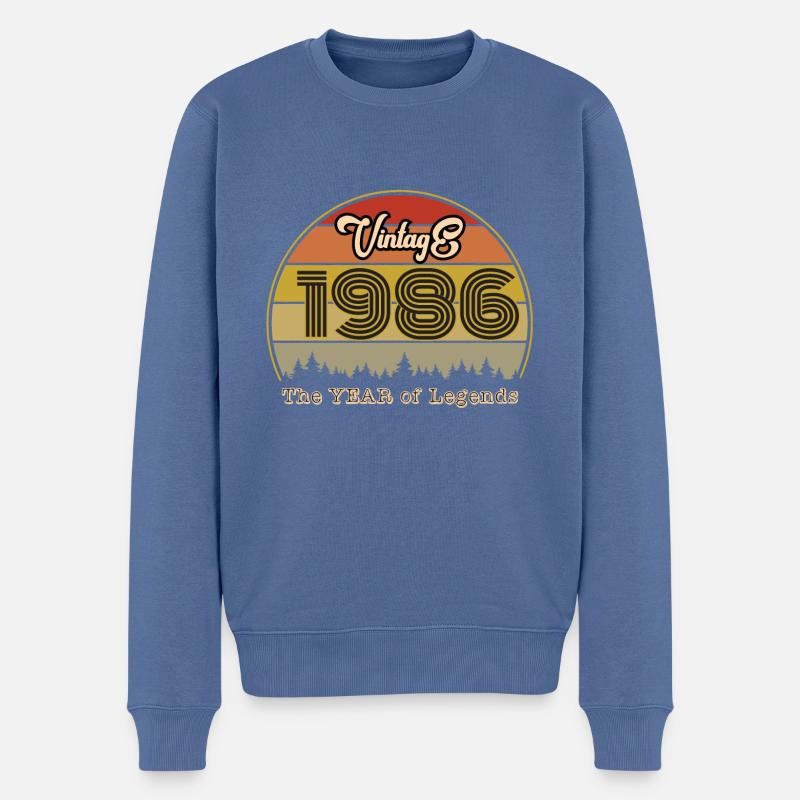 Millésime 1986 - Pull Premium bio Homme - bleu pigeon