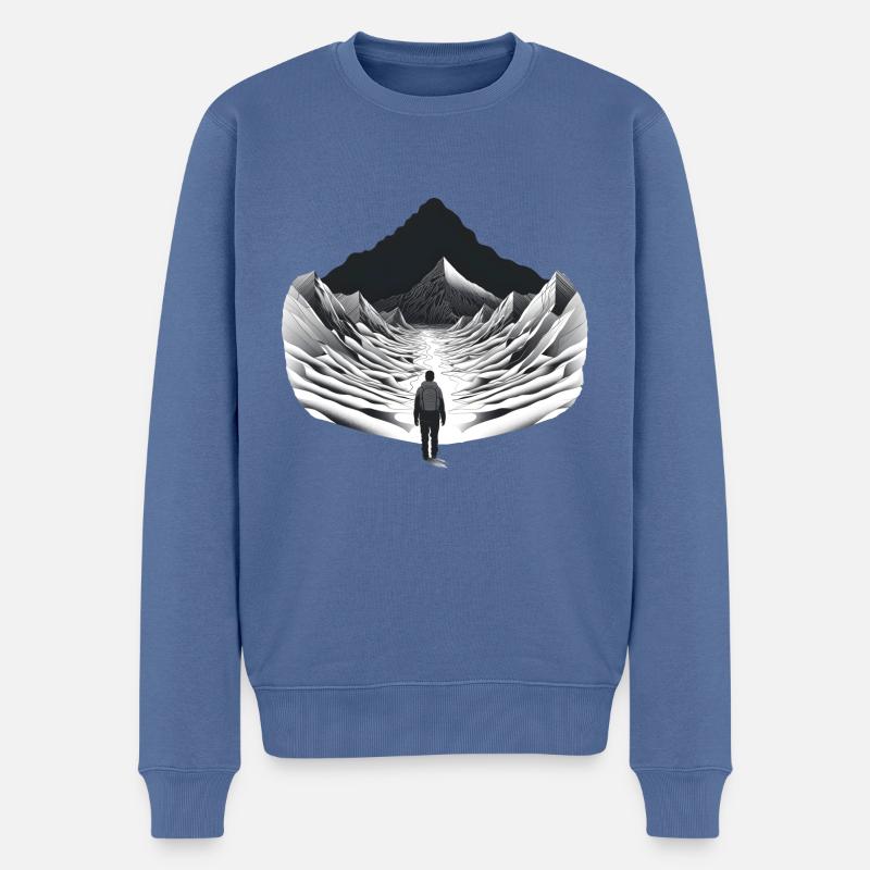Sich der imposanten Herausforderung stellen - Männer Premium Bio Pullover - Taubenblau