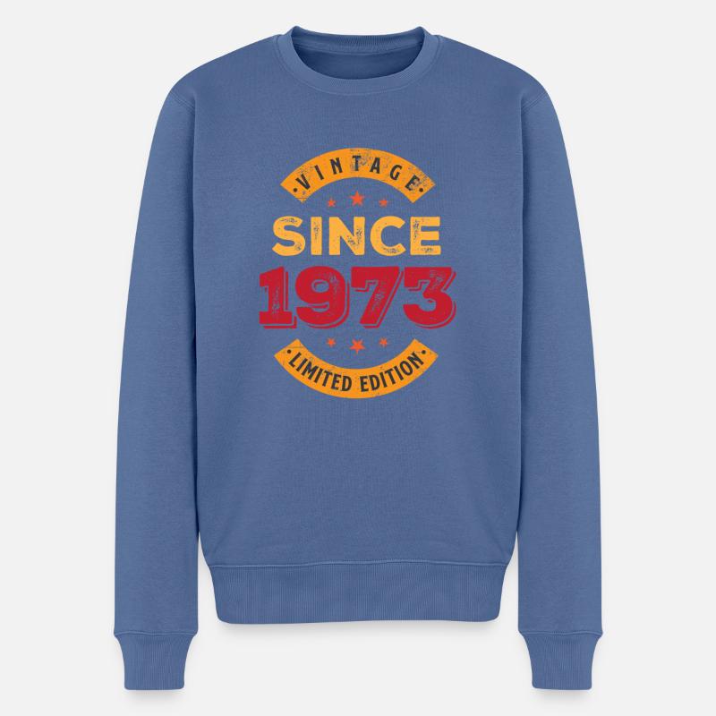 Millésime 1973 - Pull Premium bio Homme - bleu pigeon