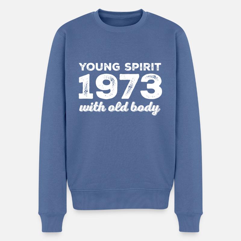Vintage 1973 - Männer Premium Bio Pullover - Taubenblau