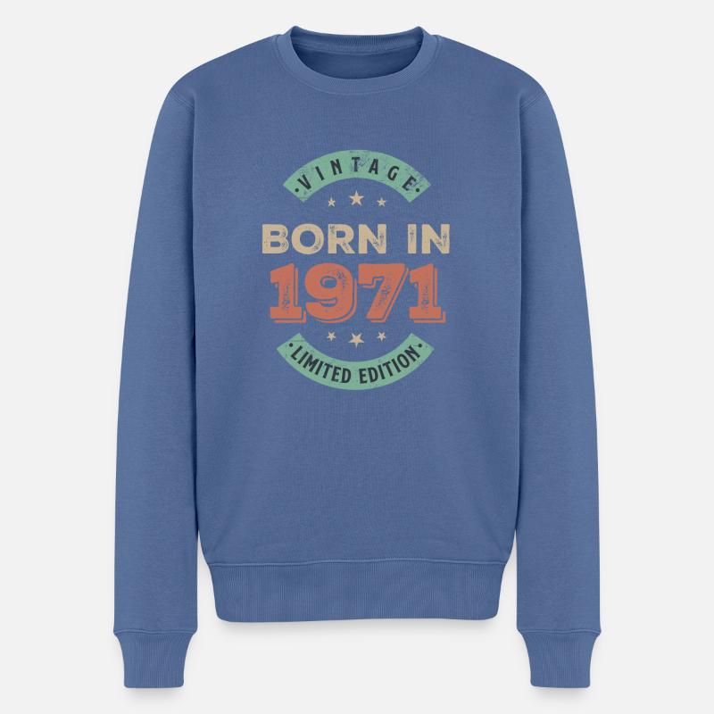 Millésime 1971 - Pull Premium bio Homme - bleu pigeon