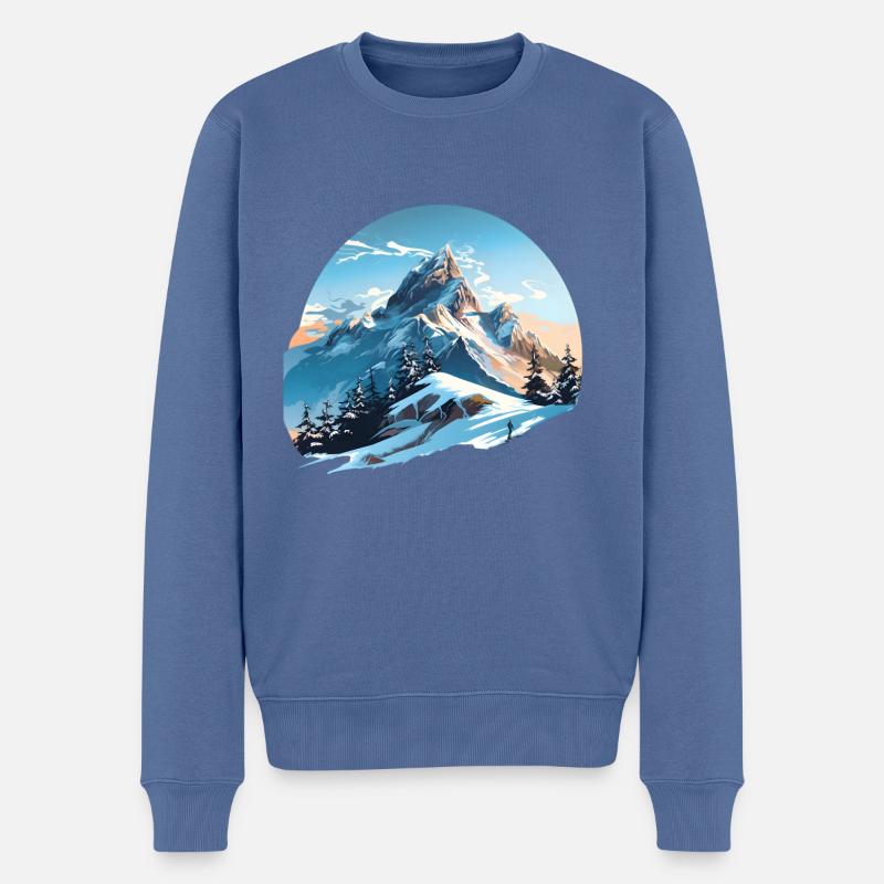 Ein Wintermorgen auf dem Gipfel - Männer Premium Bio Pullover - Taubenblau