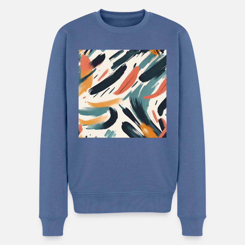 modernes Pinselstrichdesign - Männer Premium Bio Pullover - Taubenblau