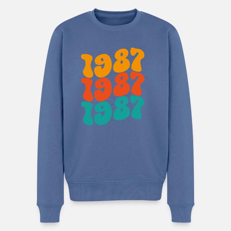Millésime 1987 - Pull Premium bio Homme - bleu pigeon