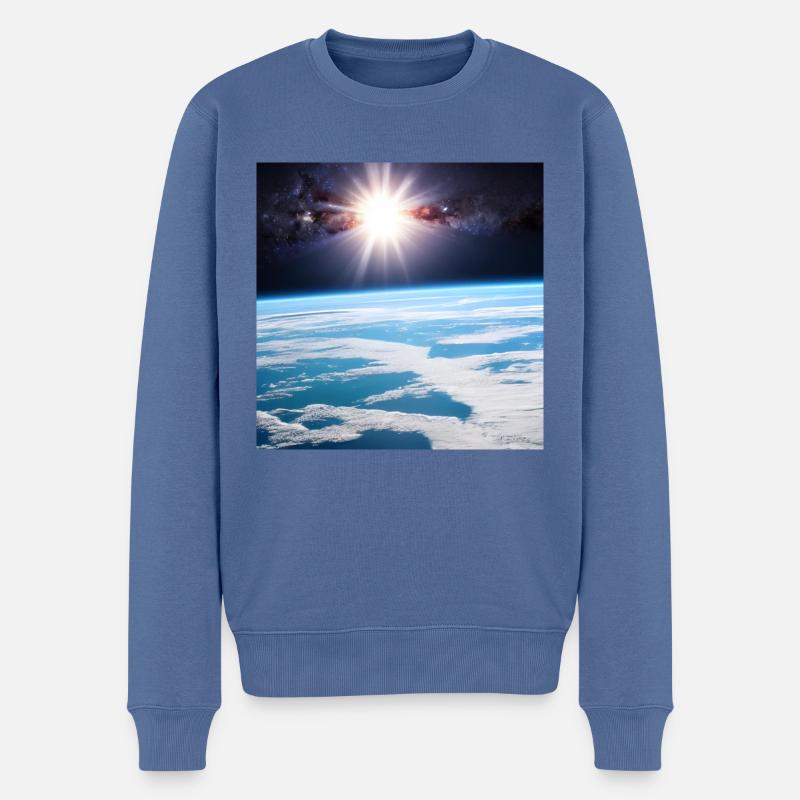 Cosmic Perspective - Männer Premium Bio Pullover - Taubenblau