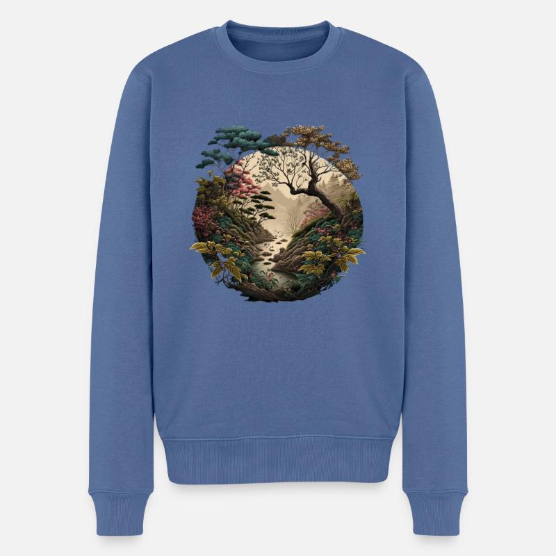 À l’extérieur - Pull Premium bio Homme - bleu pigeon