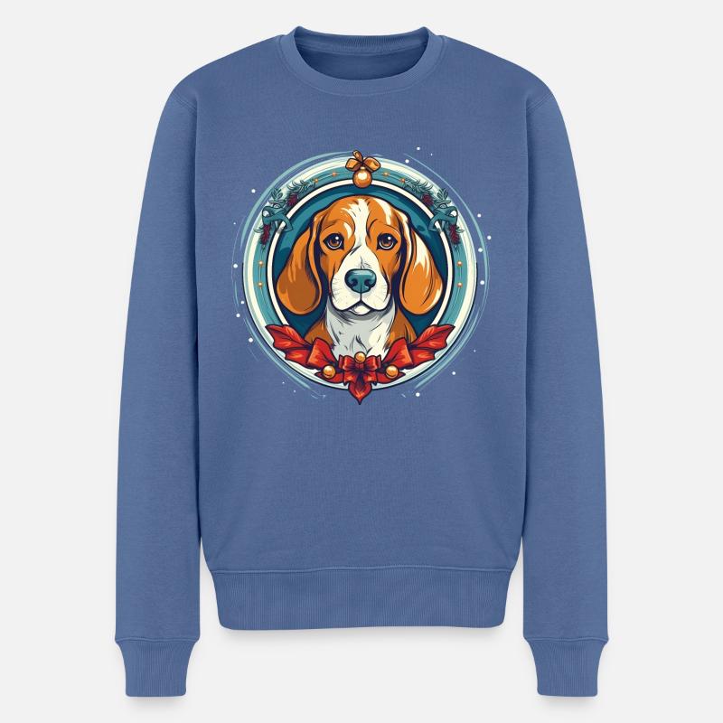 Beagle Chien Xma, Chiens d’amour - Pull Premium bio Homme - bleu pigeon