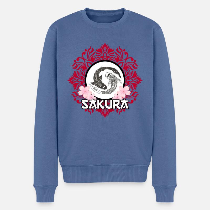 Sakura - Männer Premium Bio Pullover - Taubenblau