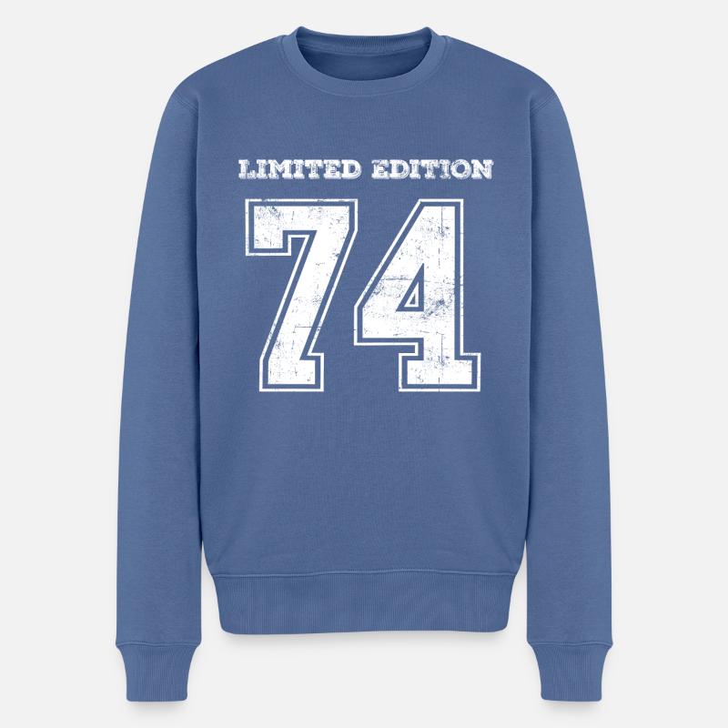 Vintage 1974 - Männer Premium Bio Pullover - Taubenblau