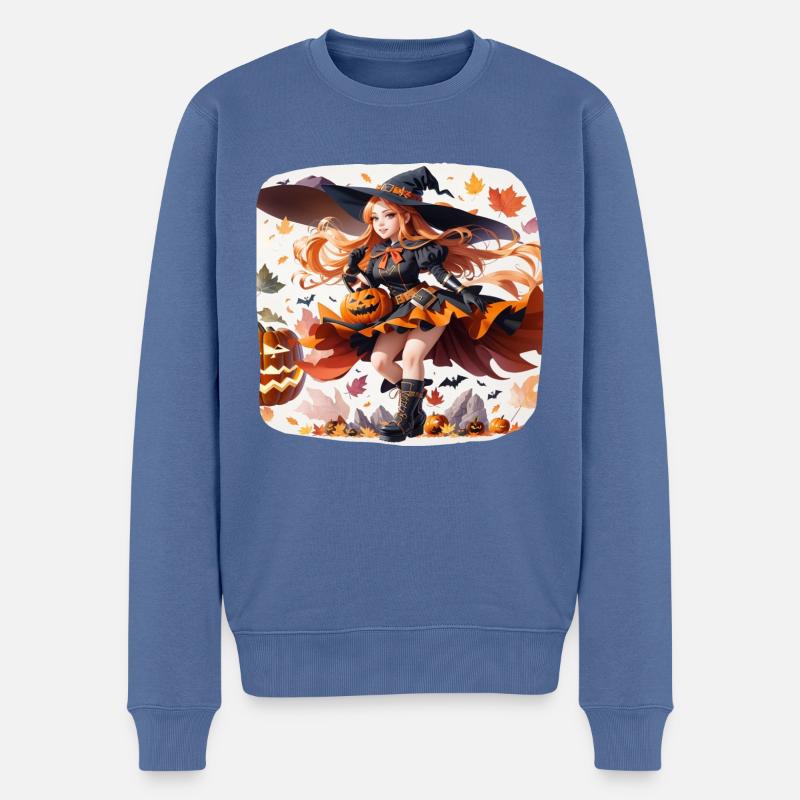Zauberin Kürbis Spooky Spooky Gruselig Grausam - Männer Premium Bio Pullover - Taubenblau