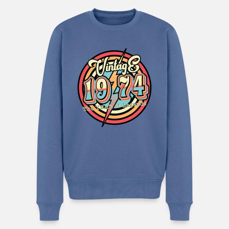 Millésime 1974 - Pull Premium bio Homme - bleu pigeon