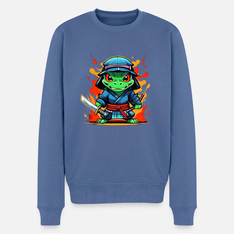 Ninja Aligator #2 - Pull Premium bio Homme - bleu pigeon