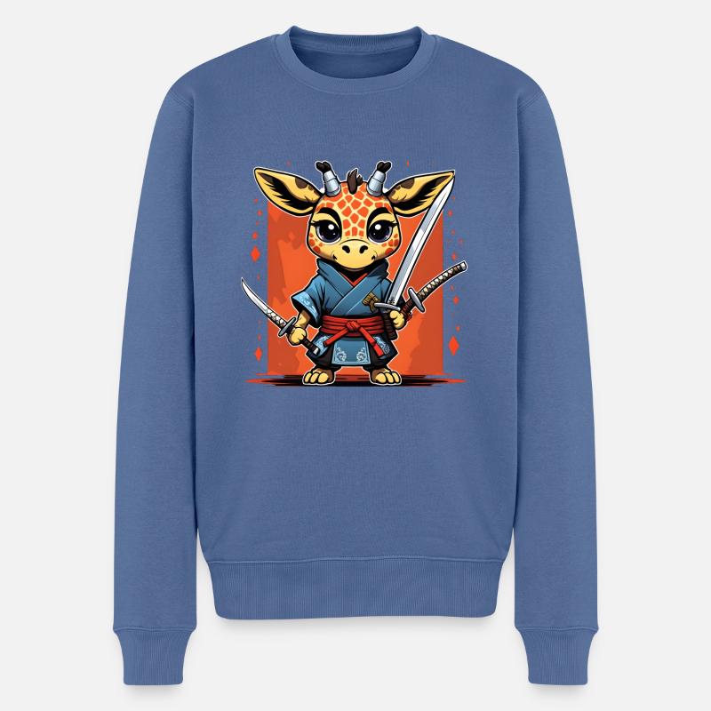 Ninja Girafe #1 - Pull Premium bio Homme - bleu pigeon