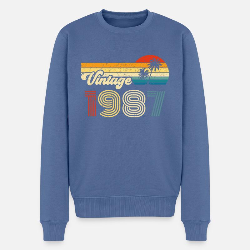 Millésime 1987 - Pull Premium bio Homme - bleu pigeon