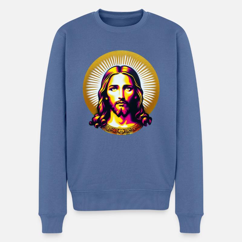 Jesus Christus - Männer Premium Bio Pullover - Taubenblau