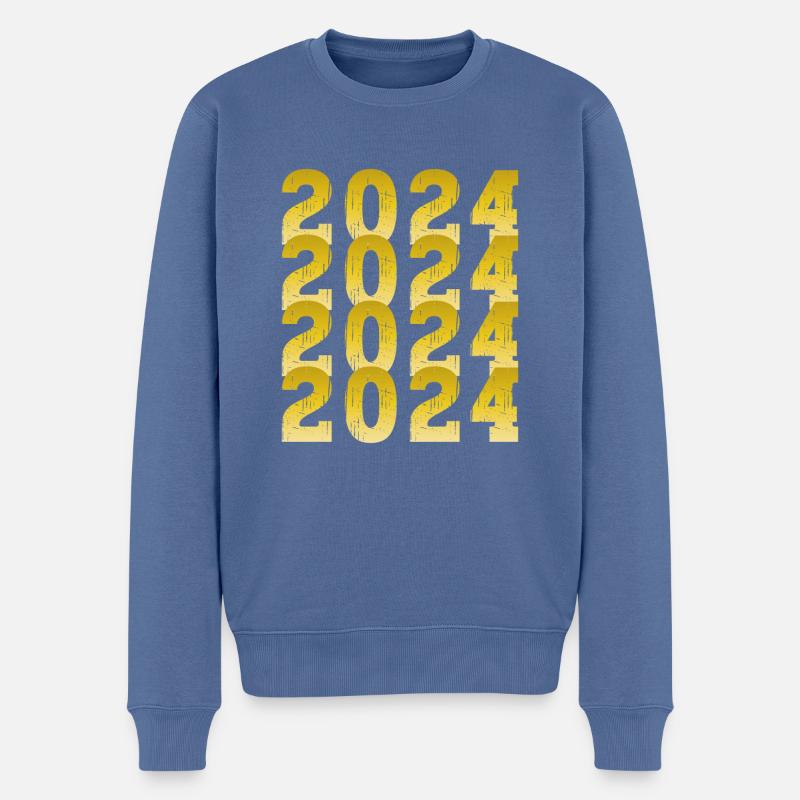 2024 Gold - Männer Premium Bio Pullover - Taubenblau