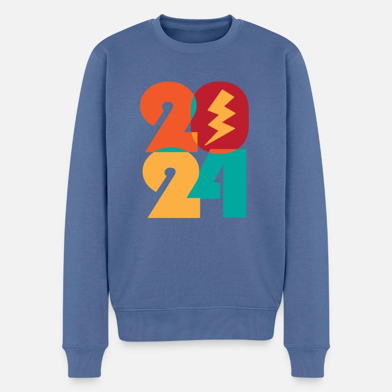 2024 - Männer Premium Bio Pullover - Taubenblau