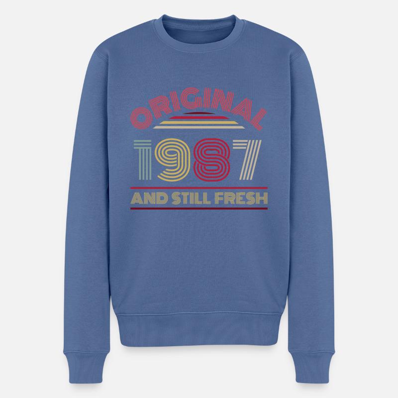 Millésime 1987 - Pull Premium bio Homme - bleu pigeon