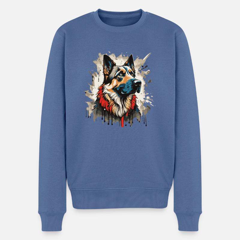 Graffiti de berger allemand - Pull Premium bio Homme - bleu pigeon