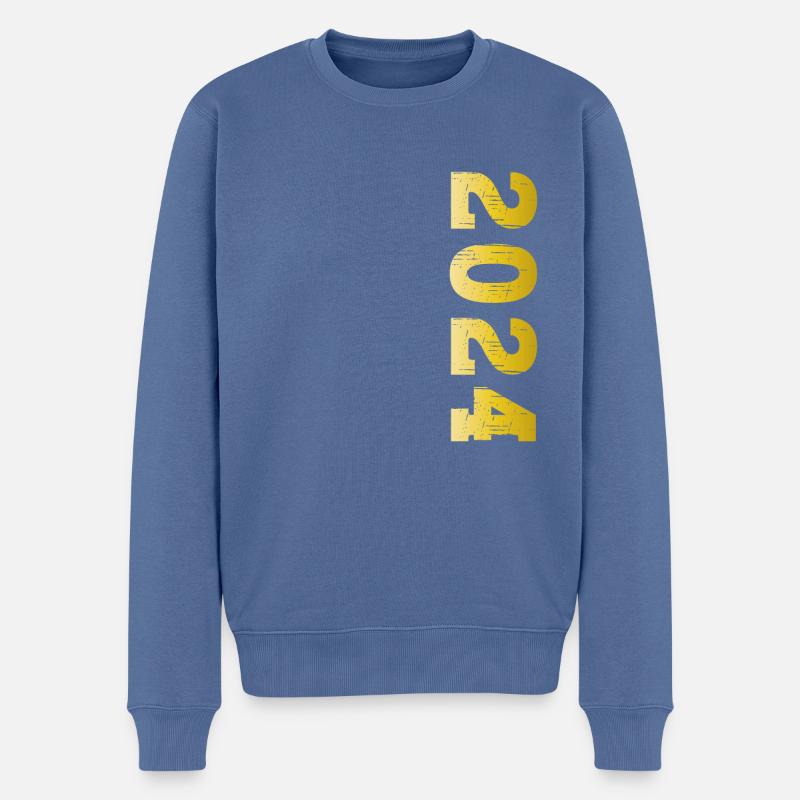2024 Gold - Männer Premium Bio Pullover - Taubenblau