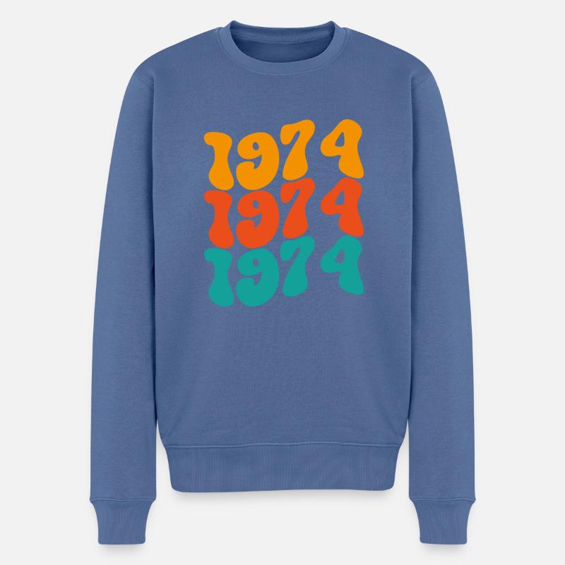 Anniversaire 1974 - Pull Premium bio Homme - bleu pigeon