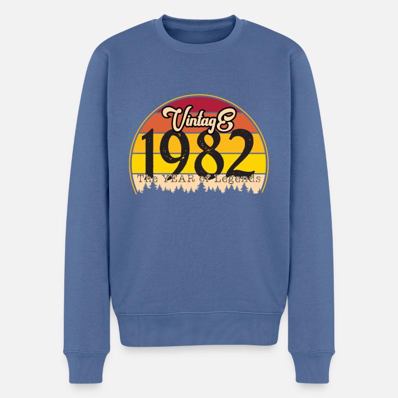 Millésime 1982 - Pull Premium bio Homme - bleu pigeon