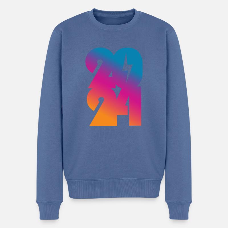 2024 - Männer Premium Bio Pullover - Taubenblau