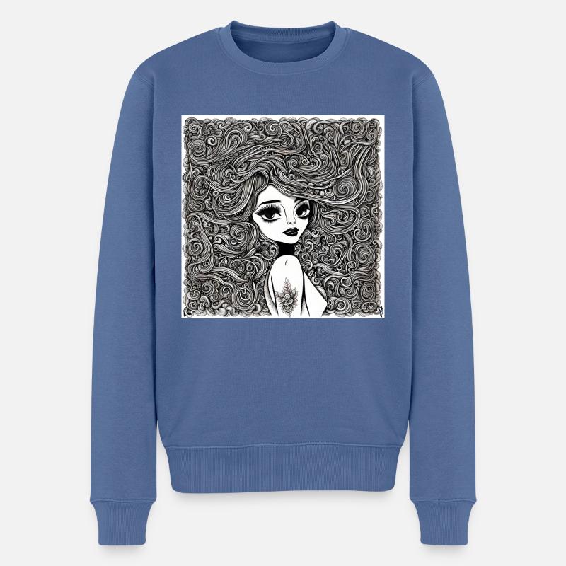 Coiffure #1 - Pull Premium bio Homme - bleu pigeon