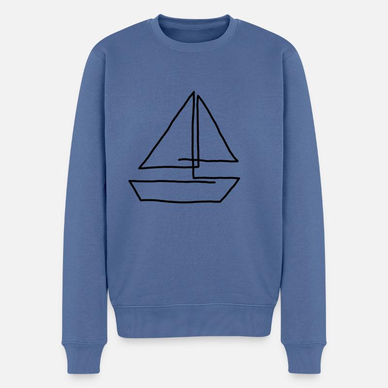 Segelboot - Männer Premium Bio Pullover - Taubenblau