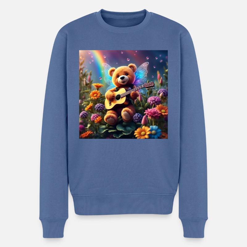 Teddybär singt dir ein Lied - Männer Premium Bio Pullover - Taubenblau
