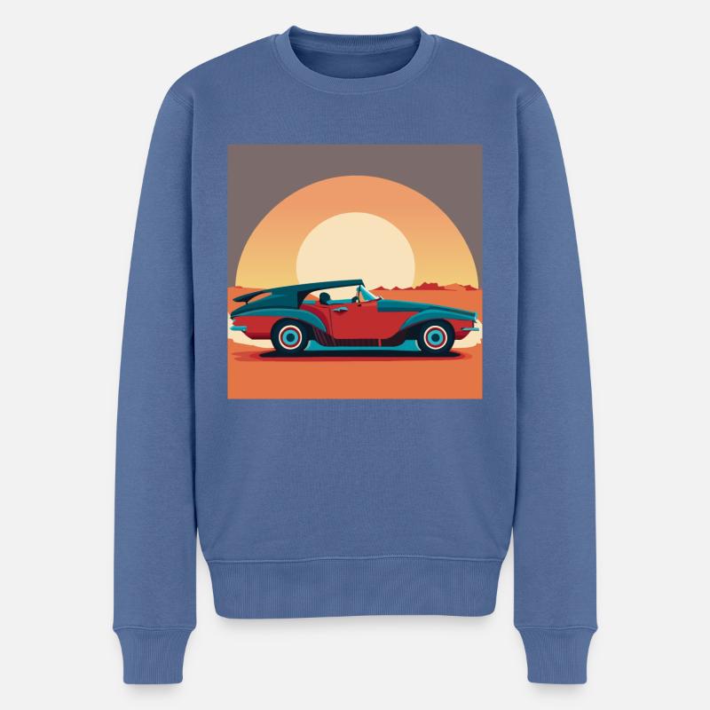 Oldtimer / Auto / Sonnenuntergang - Männer Premium Bio Pullover - Taubenblau