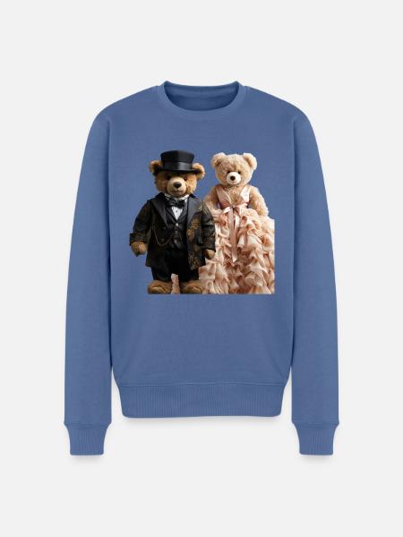 Two teddy bears newly married - Men's Premium Organic Jumper - stone blue