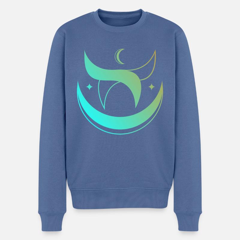 Mond Logo - Männer Premium Bio Pullover - Taubenblau