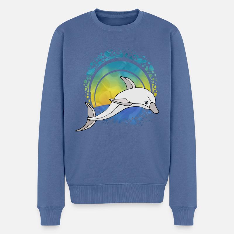 Delfin - Männer Premium Bio Pullover - Taubenblau
