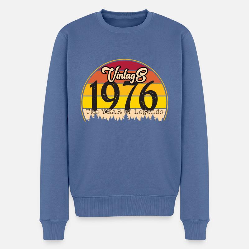 Millésime 1976 - Pull Premium bio Homme - bleu pigeon